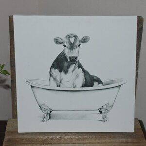 Farmhouse Cow In Bathtub Canvas Art Wall Decor